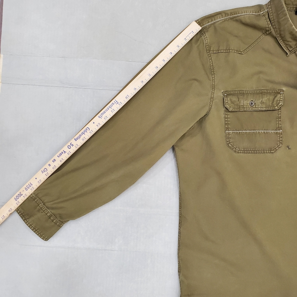 Harley Davidson shirt men's 3XL army green western style long sleeve button - Picture 5 of 13
